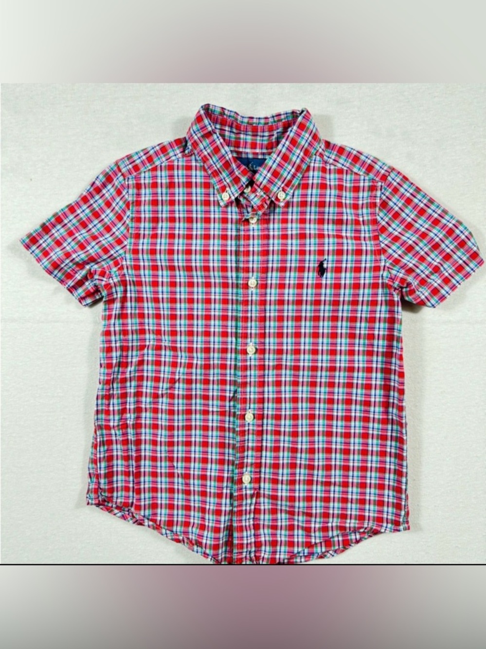 Ralph Lauren Boys Red Plaid Button Down Shirt | Size 5
